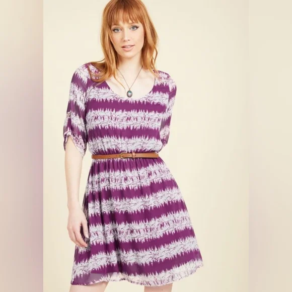 ModCloth/Peach Love California Purple Mountain Dwelling Mini Dress Size M - Picture 4 of 11